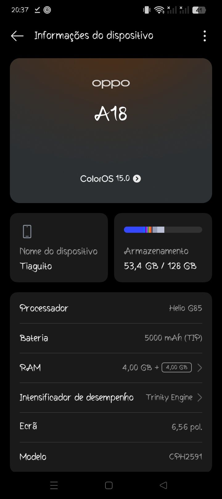 Vendo ou troco OPPO A18 128GB