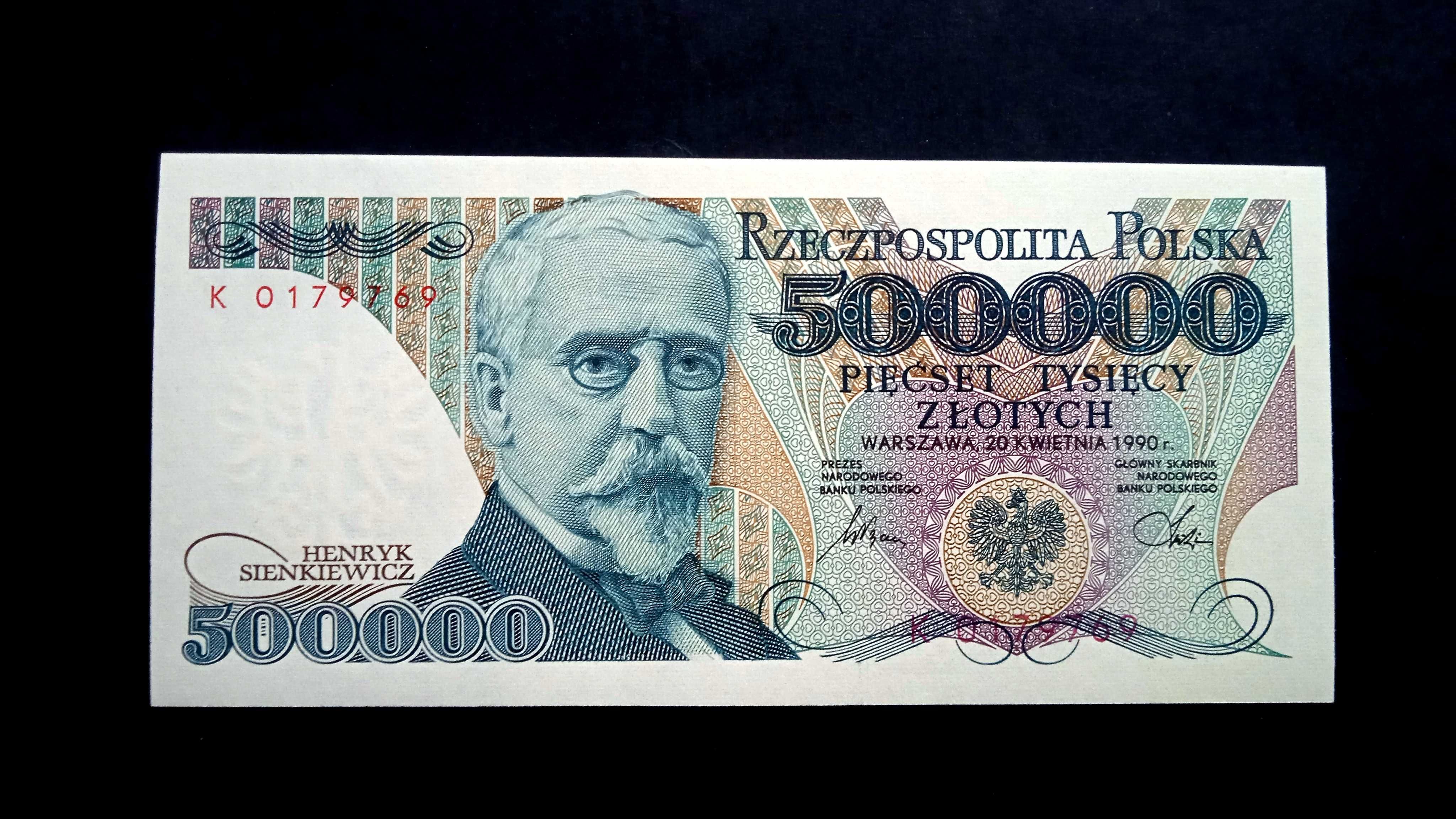 Banknot PRL 500000 zł 1990  st.1 UNC