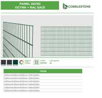 Ogrodzenie panelowe 2D komplet 1,23m 6/5/6 słupek panel podmurówka HIT