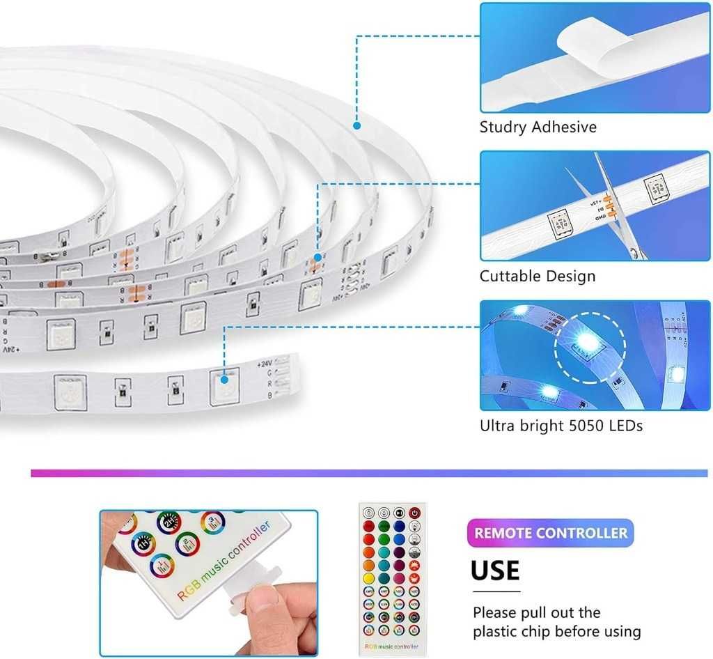 Taśma led 5050 6m 2x3m RGB Zestaw 108 led