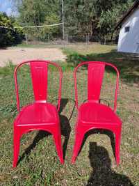 Krzesła metalowe czerwone design