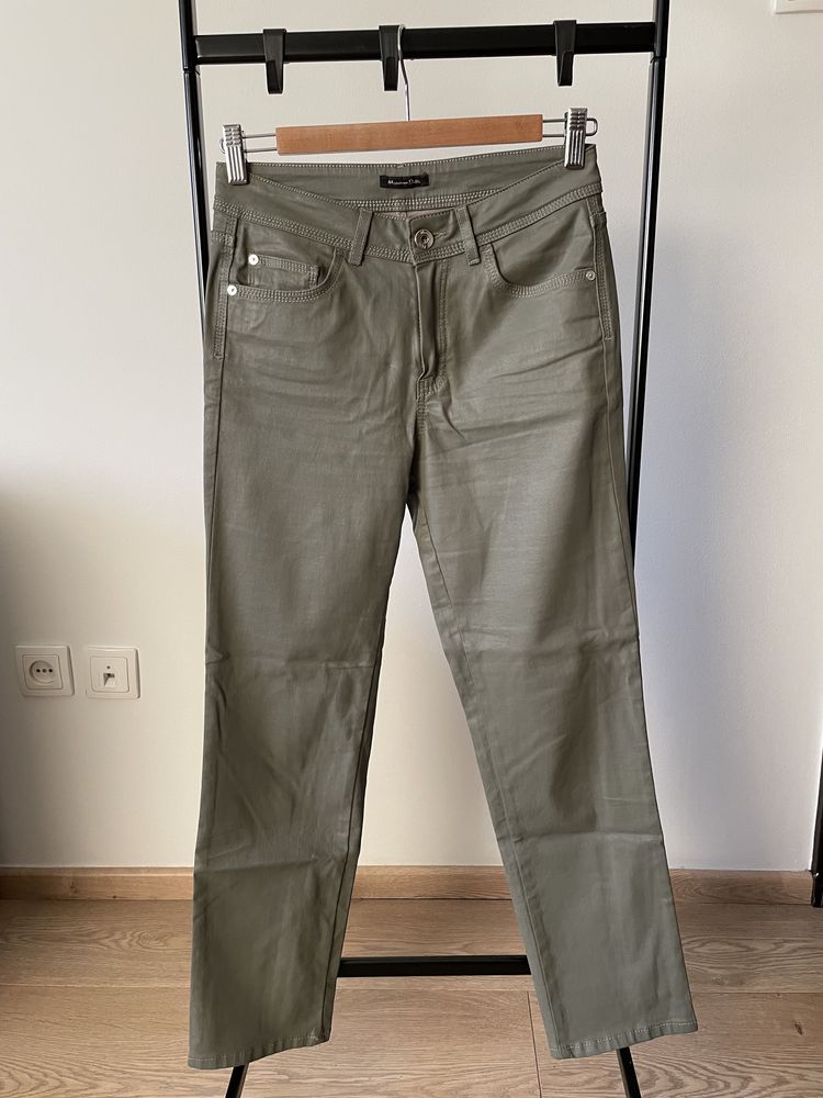 Spodnie woskowane khaki Massimo Dutti 36 jak Nowe