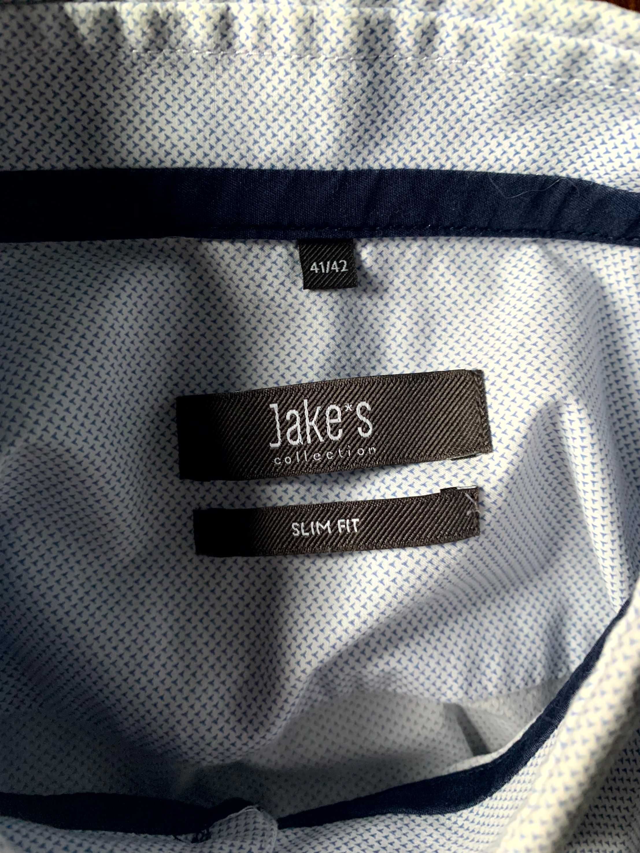 Jake's biała koszula długi rękaw slim fit 100% bawełna 41/42 stan BDB