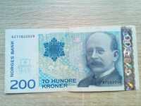 Banknot 200 Kroner Norwegia rzadki z 2004 roku.