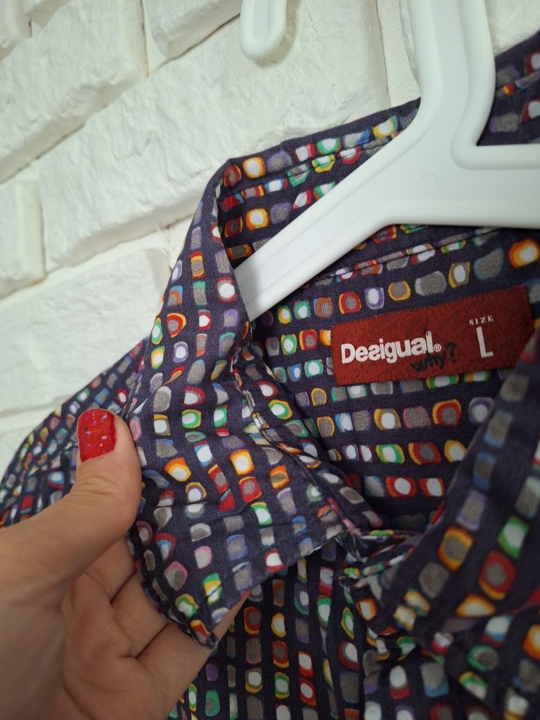 Desigual L Męska Koszula we wzory 100% bawełna Colourfull