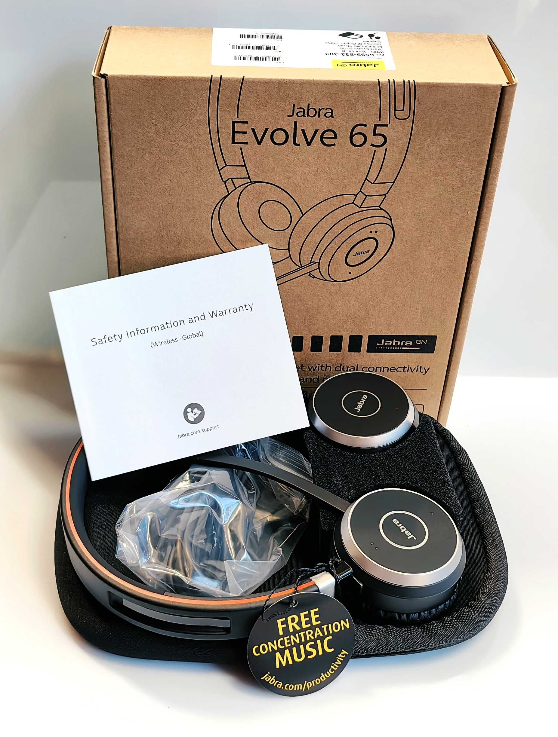 Słuchawki Bluetooth Jabra Evolve 65 SE Stereo duo USB-A NOWE GW 24 !