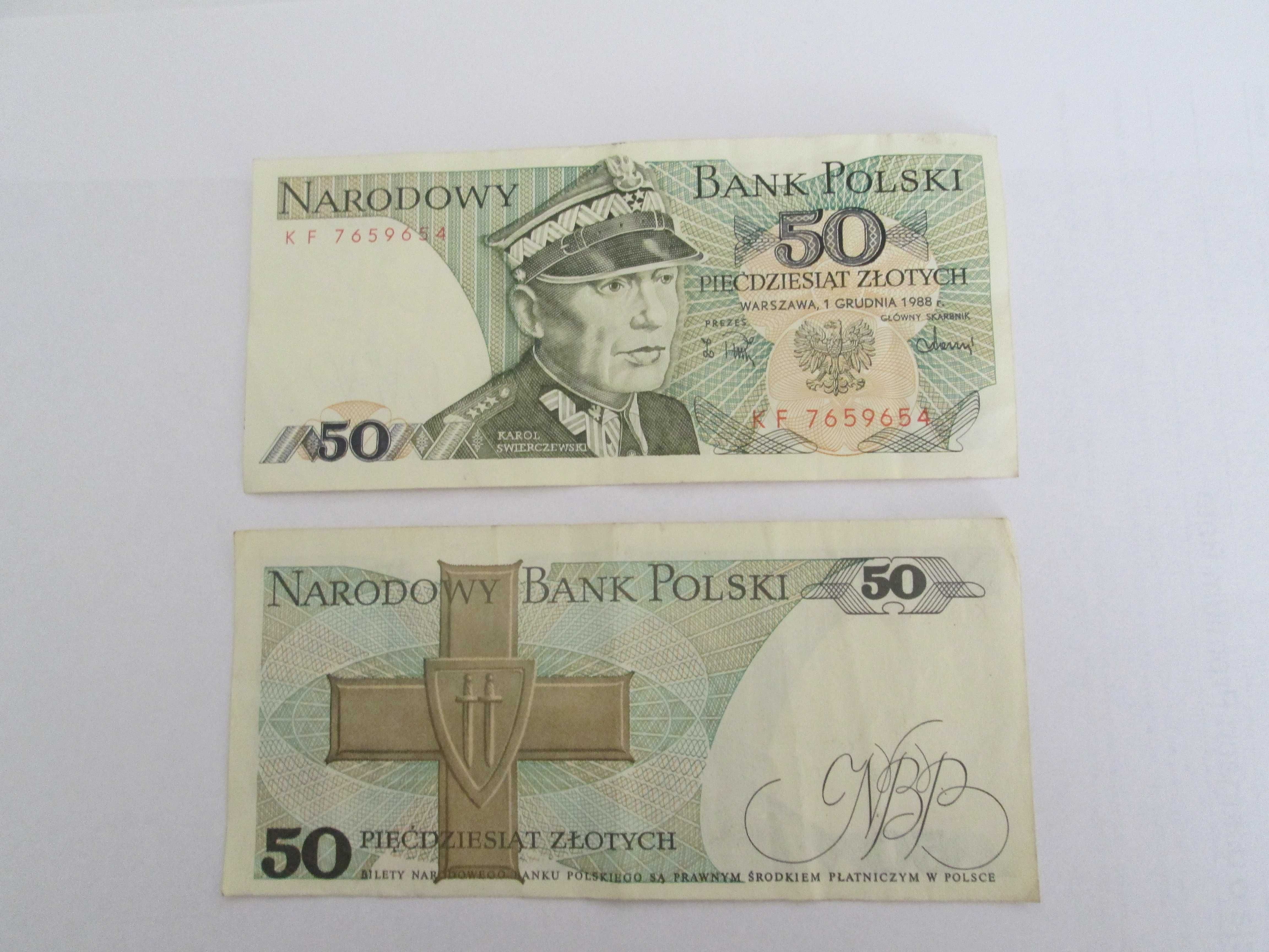 Sprzedam banknoty z PRL-u,- 50 złotych, 1988 r.