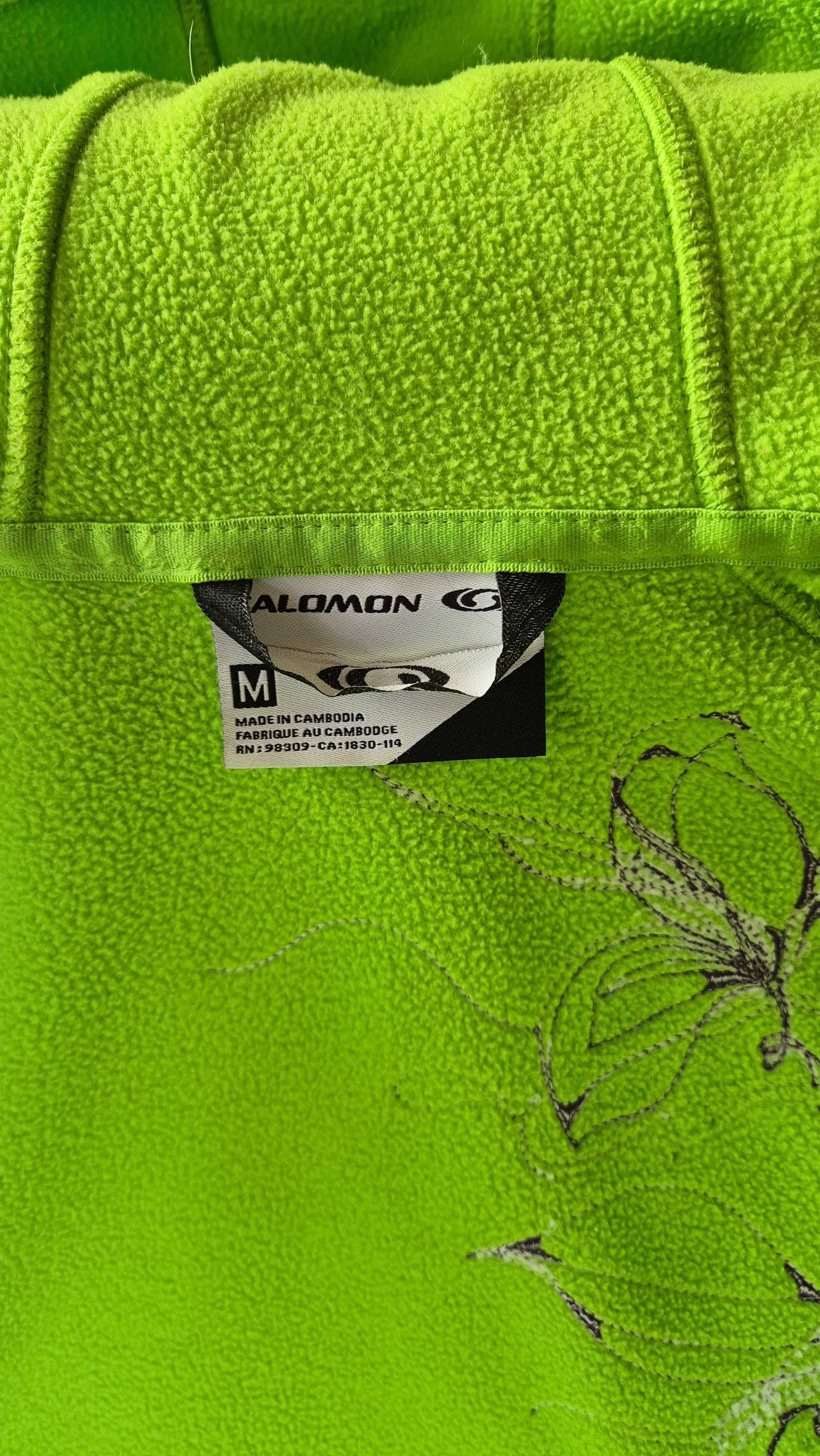 Salomon- bluza damska na polarze, zieleń ,ozdobne hafty, z kapturem, M