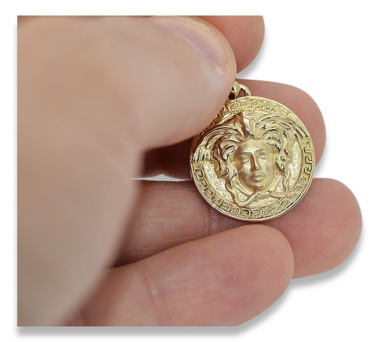 Złota zawieszka 14k 585 Meduza grecka droga cpn049y żółte złoto 20mm K