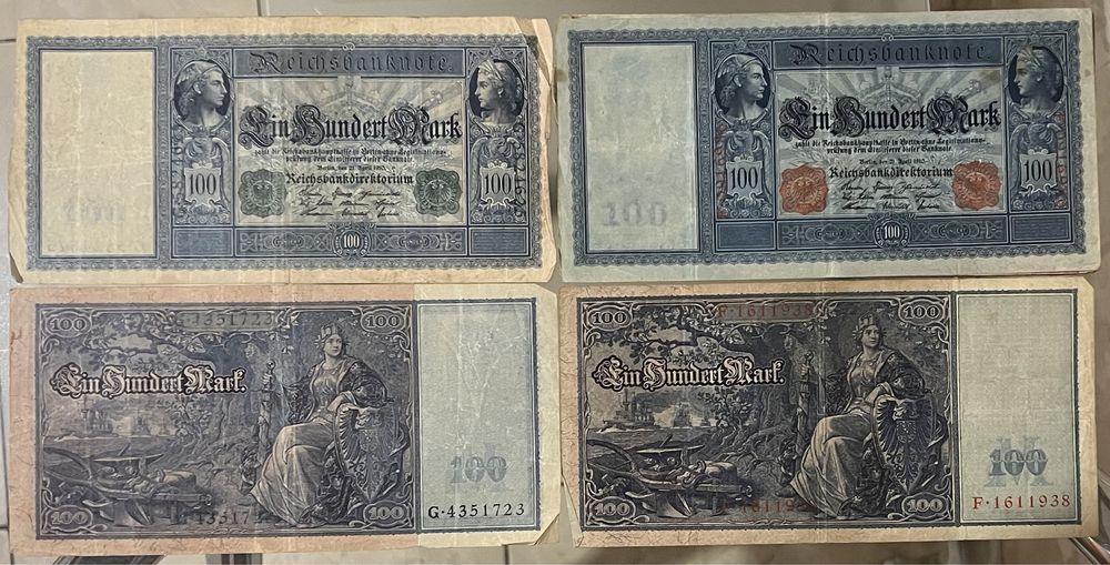 Старинные деньги Reichsbanknote Cien Pesetas