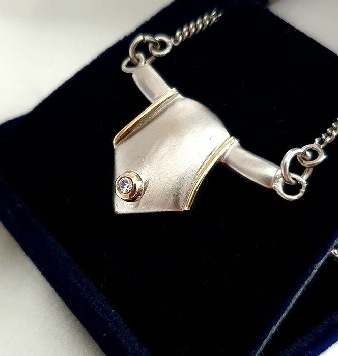 Naszyjnik Modernistyczny srebro 925 złocenie