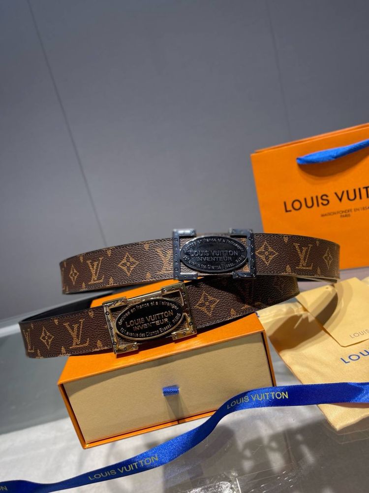 Коричневый мужской ремень Louis vuitton оригинал Люкс