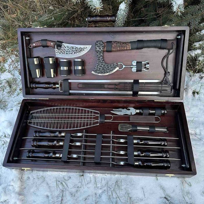 Премиум подарки на праздники - Набор шампуров в кейсе, подарок мужчине