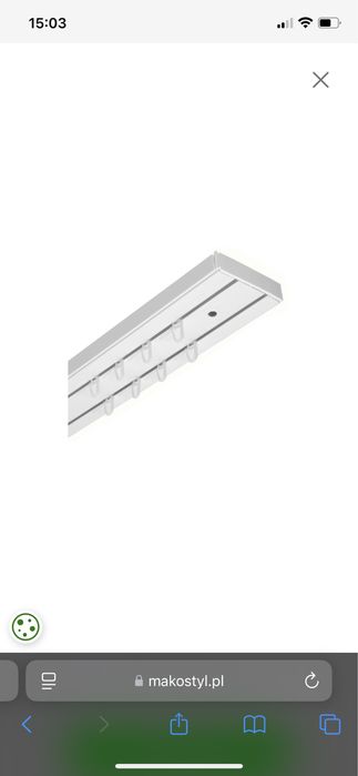 Szuna sufitowa, karnisz sufitowy dwutorowy bialy 380 cm