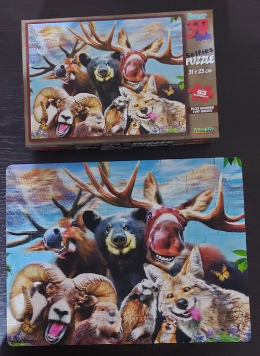 Puzzle 3D zwierzęta 63 elementy. Selfies puzzle, Rocky Mountain. Góry