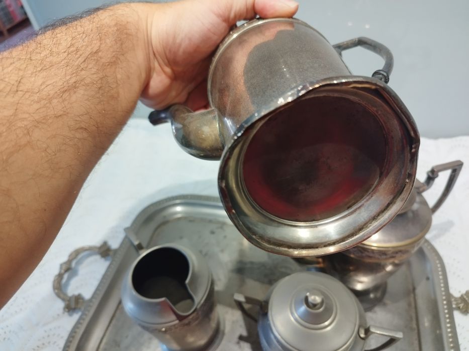 Conjunto de chá/café em estanho