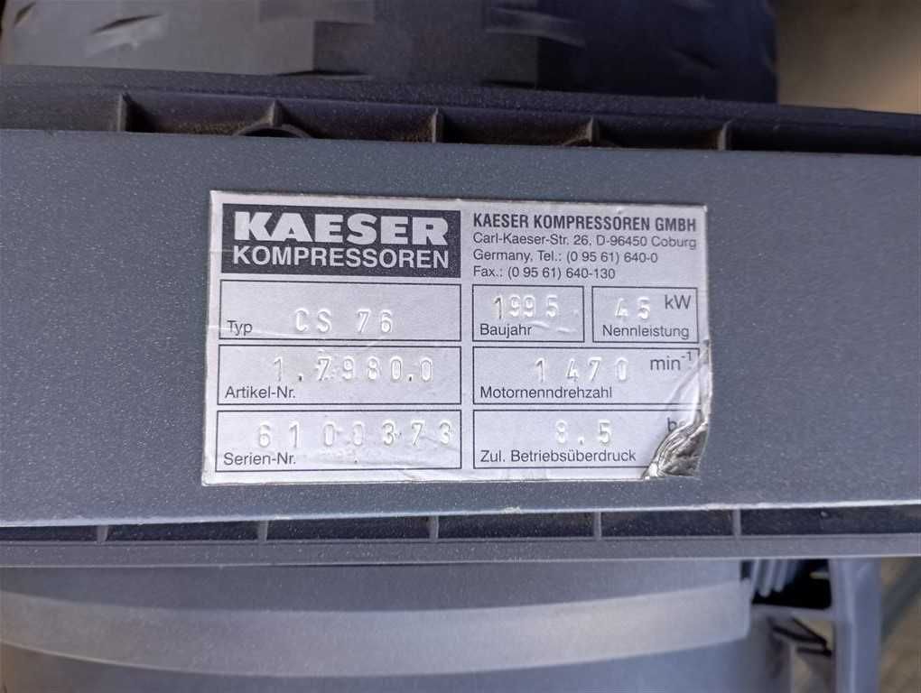 Sprężarka śrubowa kompresor KAESER CS76 45kw 6,45m³ S014770