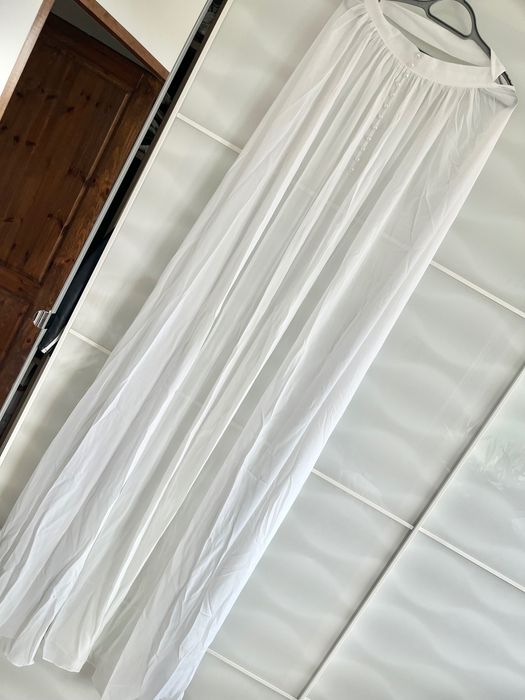 Suknia ślubna boho retro nude ecru koronki odkryte plecy V 38/40