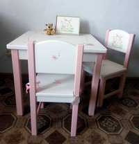 Детский столик с 2-мя стульчиками из сосны с росписью. Топ качество!