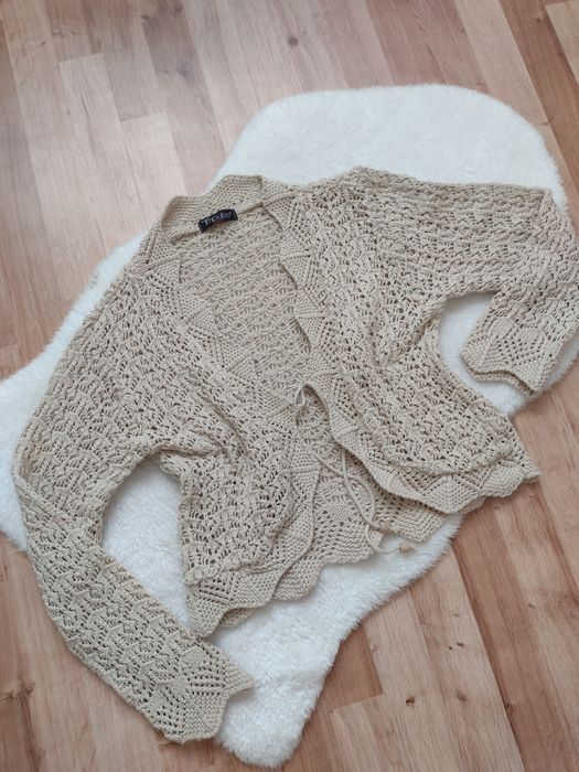 Krótki sweter kardigan narzutka damska M/L
