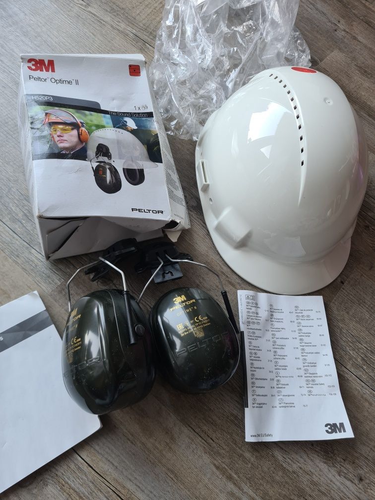 Nowy zestaw kask nauszniki ochronne 3M peltor optime