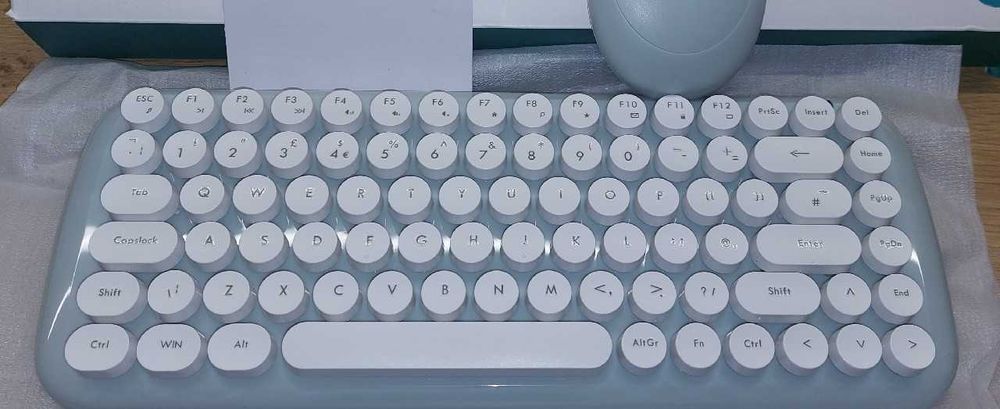 Klawiatura Jelly Comb + Mysz RETRO Bezprzewodowa Biało-Zielona