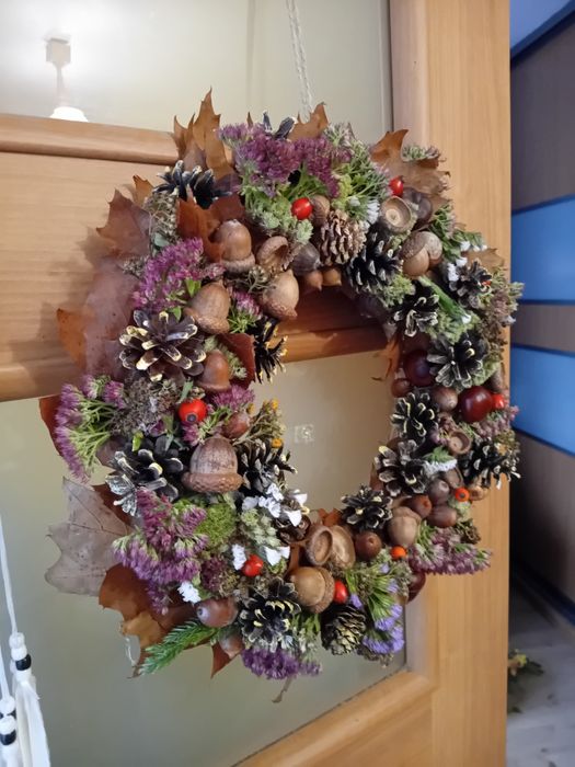 Naturalny wianek jesienny rękodzieło