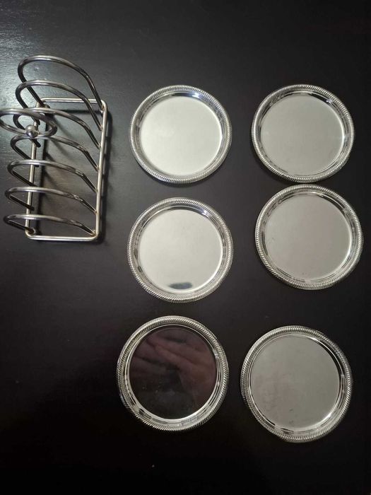 Porta-copos banhados a prata com suporte