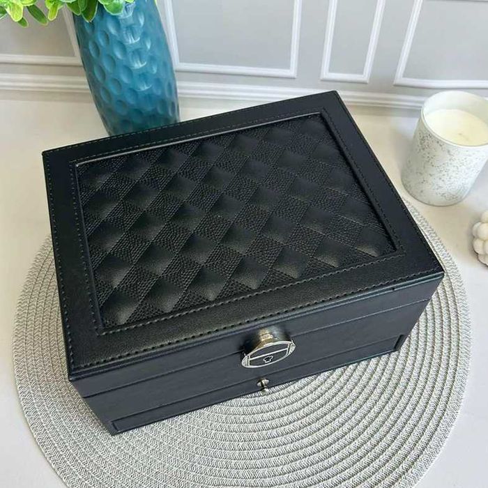 Шкатулка для прикрас із дзеркалом та замком Чорна 23x17,5x12см УЦІНКА!