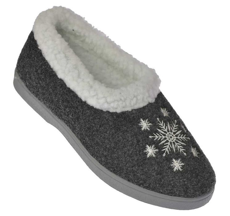 Bambosze damskie kapcie filcowe B040 szare z futerkiem wsuwane roz. 41