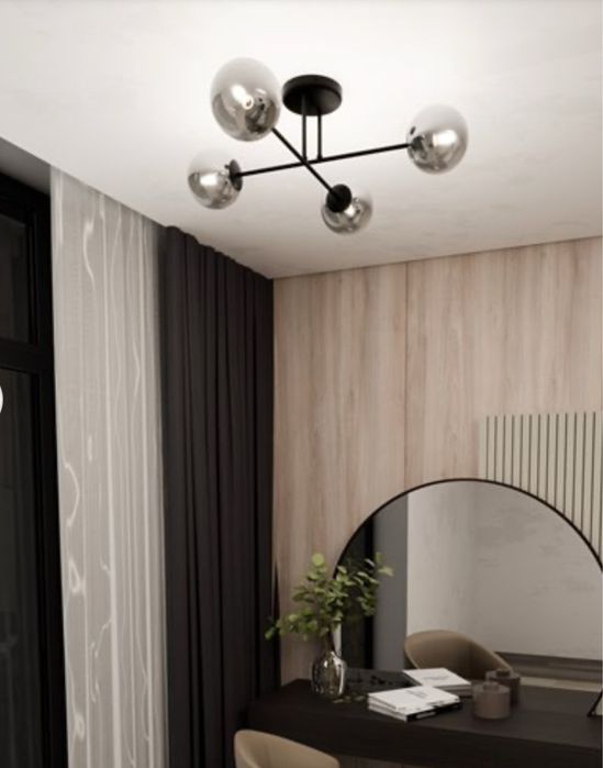 Lampa sufitowa ROMA 4 BL nowoczesna, klosz, czarno/grafitowa