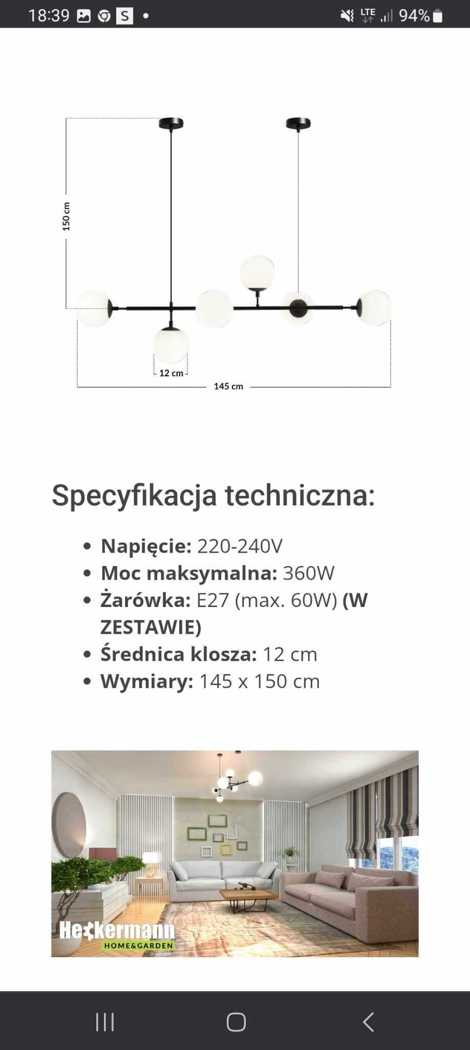 Lampa wisząca kule