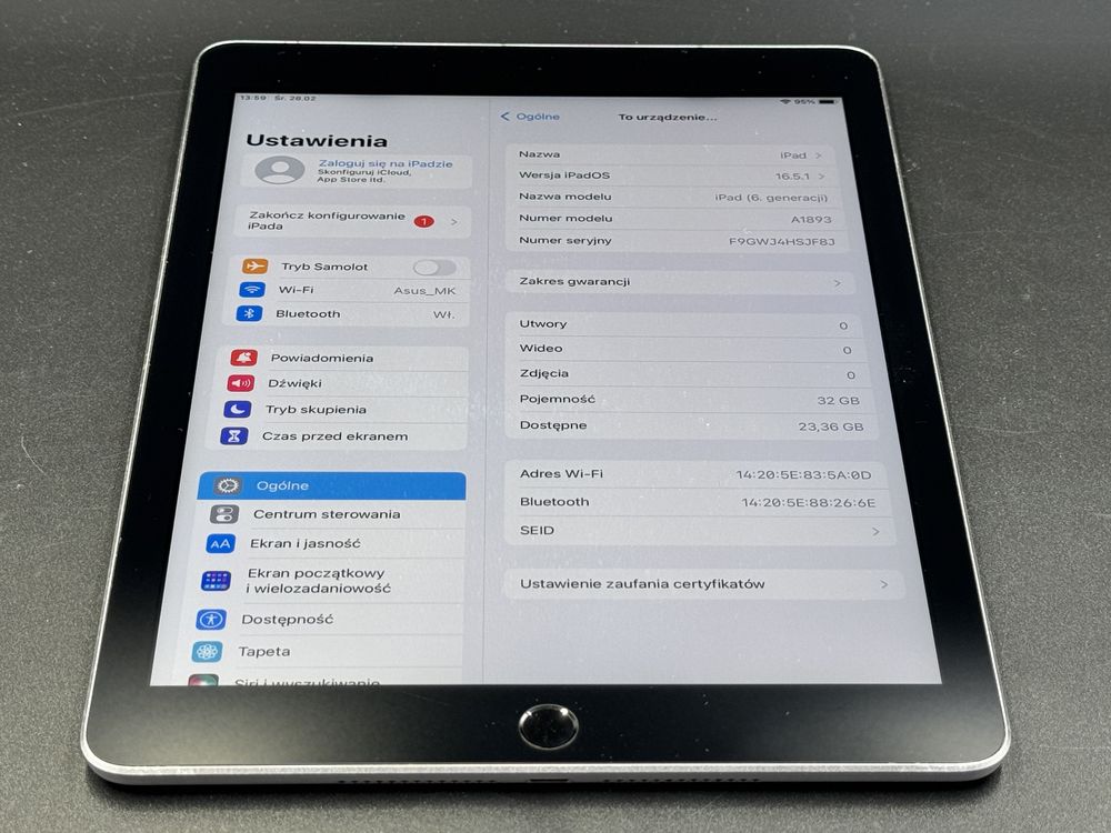 iPad 6. gen. 32GB (A1893) - faktura VAT 23%