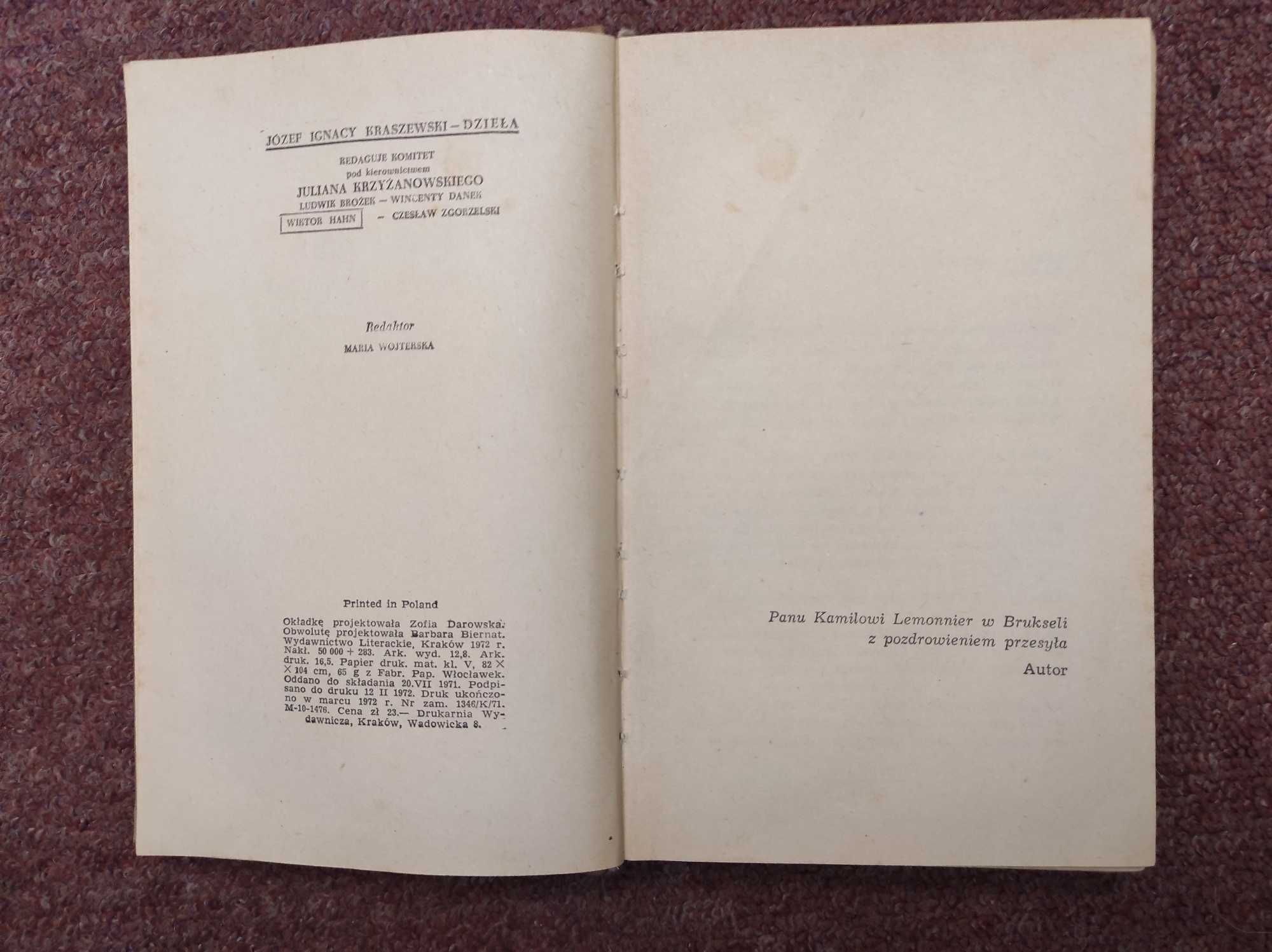 Serce i Ręka, J. I. Kraszewski, Powieść Prawie historyczna 1972
