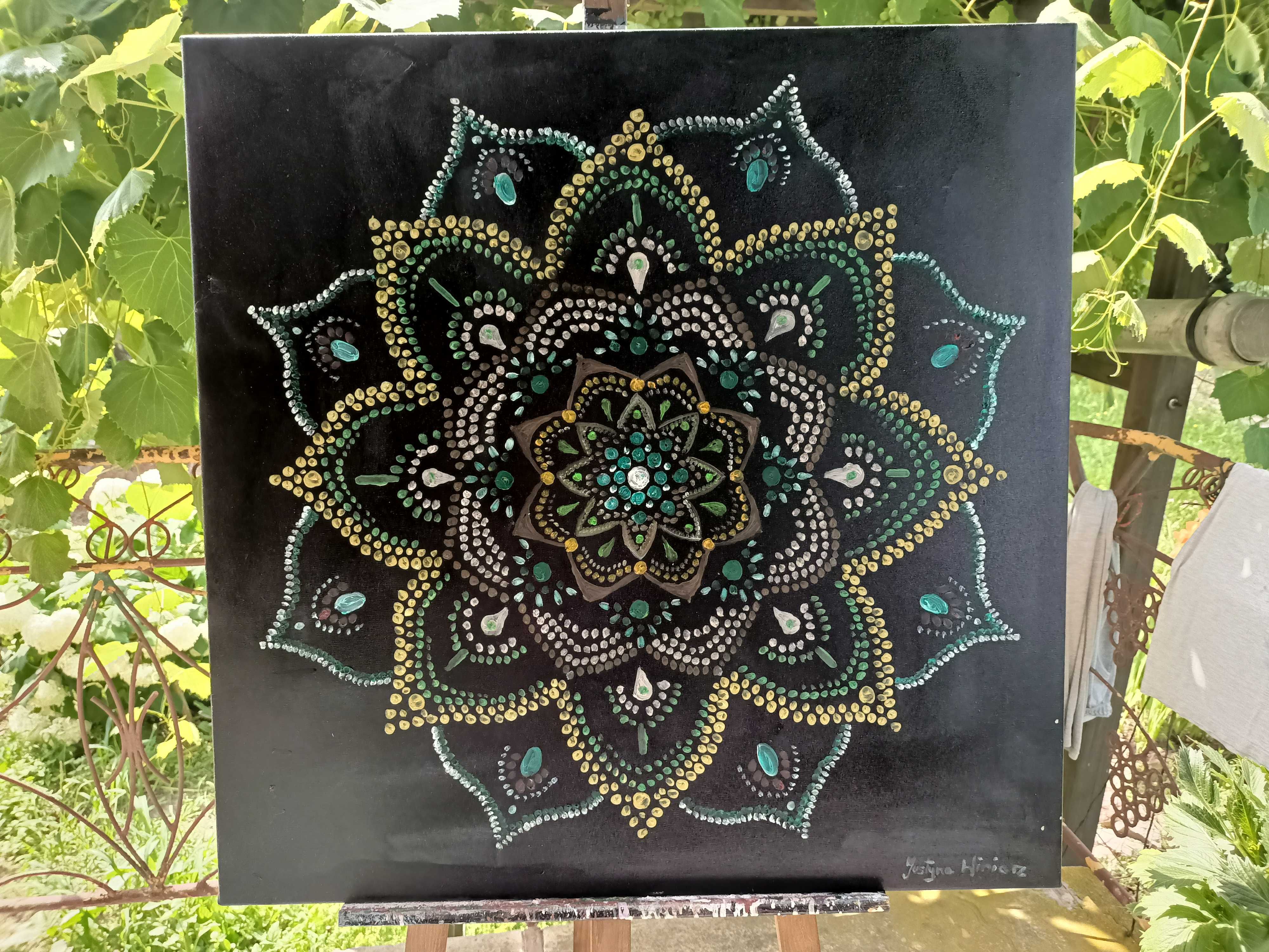 Obraz olejny mandala 80x80 xm