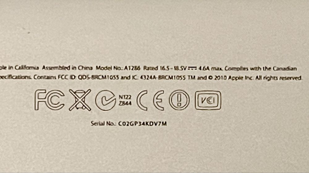 Macbook Pro 15 modelo a1286