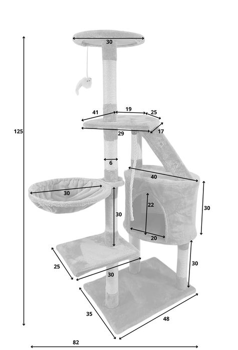 UŻYWANY Drapak dla kota domek drabinka legowisko lina; PH8012-BE 125cm