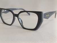 PRADA szare nowe damskie okulary zerówki oprawki zlote logo filtr uv