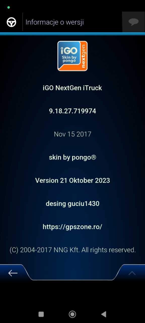 iGO Navigation Nextgen iTruck skin pongo plus mapy luty 2025