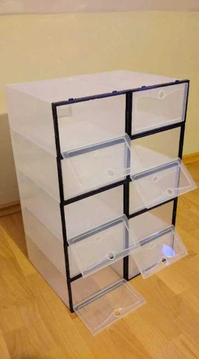 6 X Pudełka na Buty Pojemnik Organizer Na Obuwie Z Klapą SMART