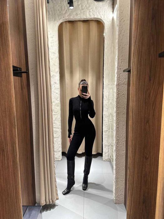 Теплий спортивний комбінезон на флісі утеплений комбез в рубчик