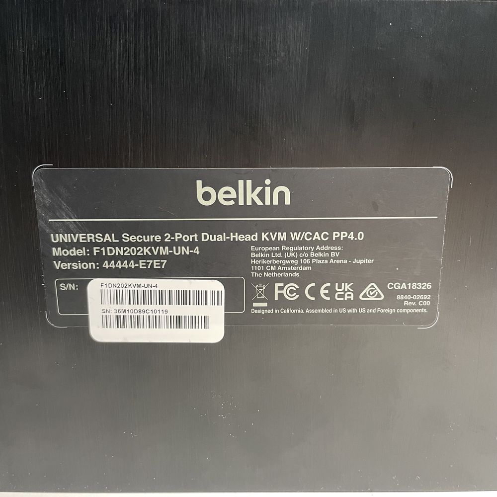 BELKIN Universal Secure 2-Port Dual-Head KVM W/CAC PP4.0
