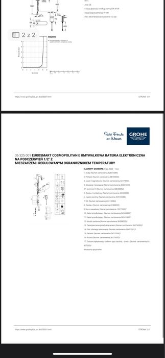 Grohe Eurosmart Cosmopolitan bezdotykowa bateria unywalkowa
