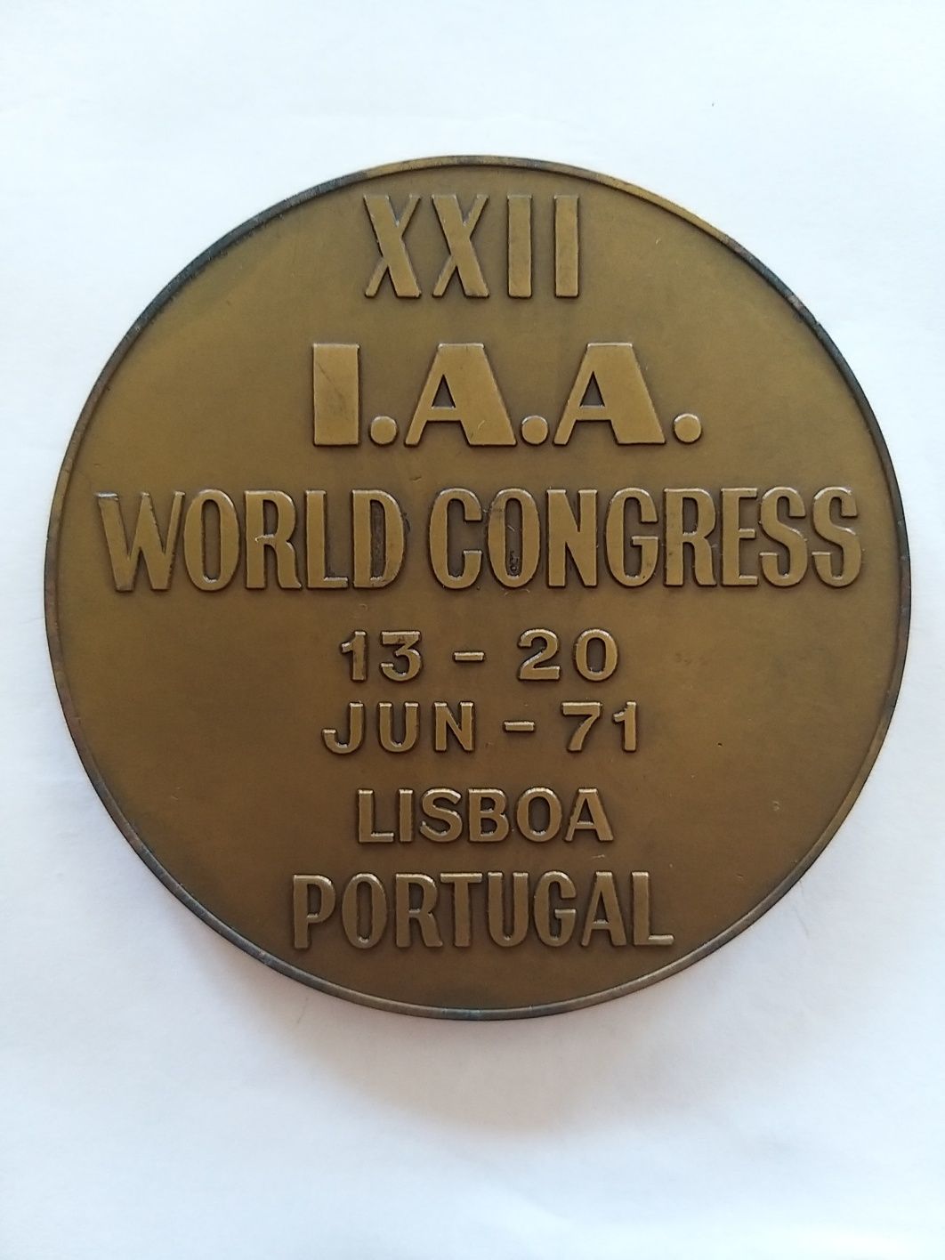 Medalha Bronze XXII I. A. A. World Congress