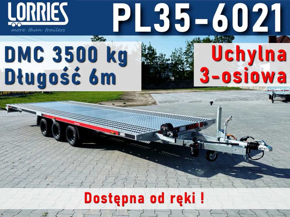 LORRIES PL35-6021 Laweta uchylna 3,5T 6m AMORTYZATORY 3 osie POMPA HYD