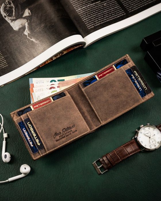 skórzany portfel męski z kieszonką na kartę - peterson