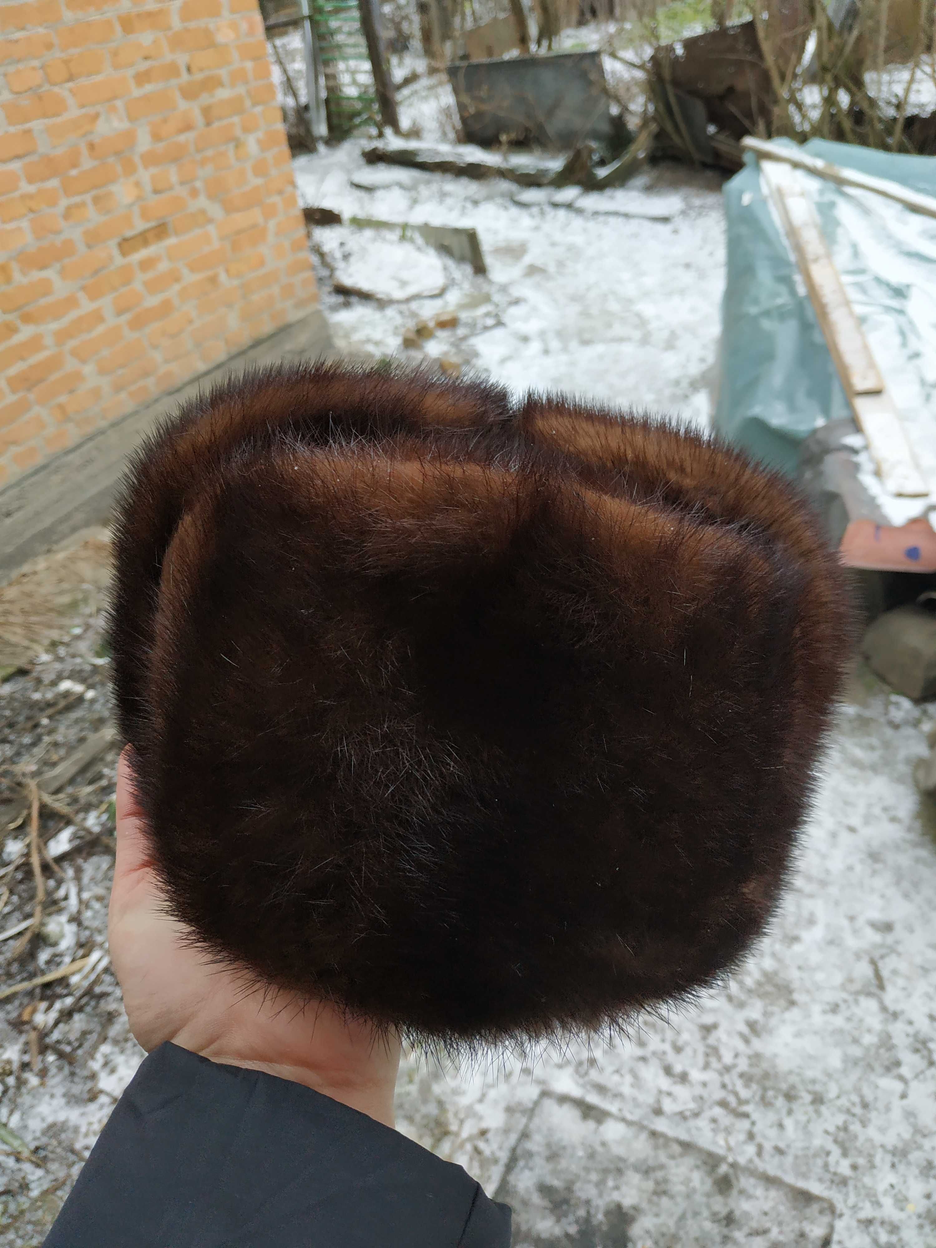 Мужская натуральная норковая зимняя шапка,чоловіча шапка, норка 58 см