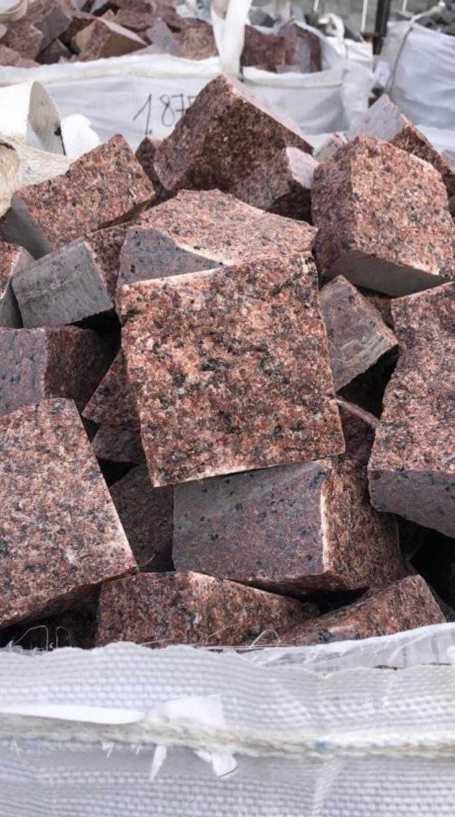 Kostka Granitowa Czerwona cięta płomieniowana 10x10x5 Transport GRATIS