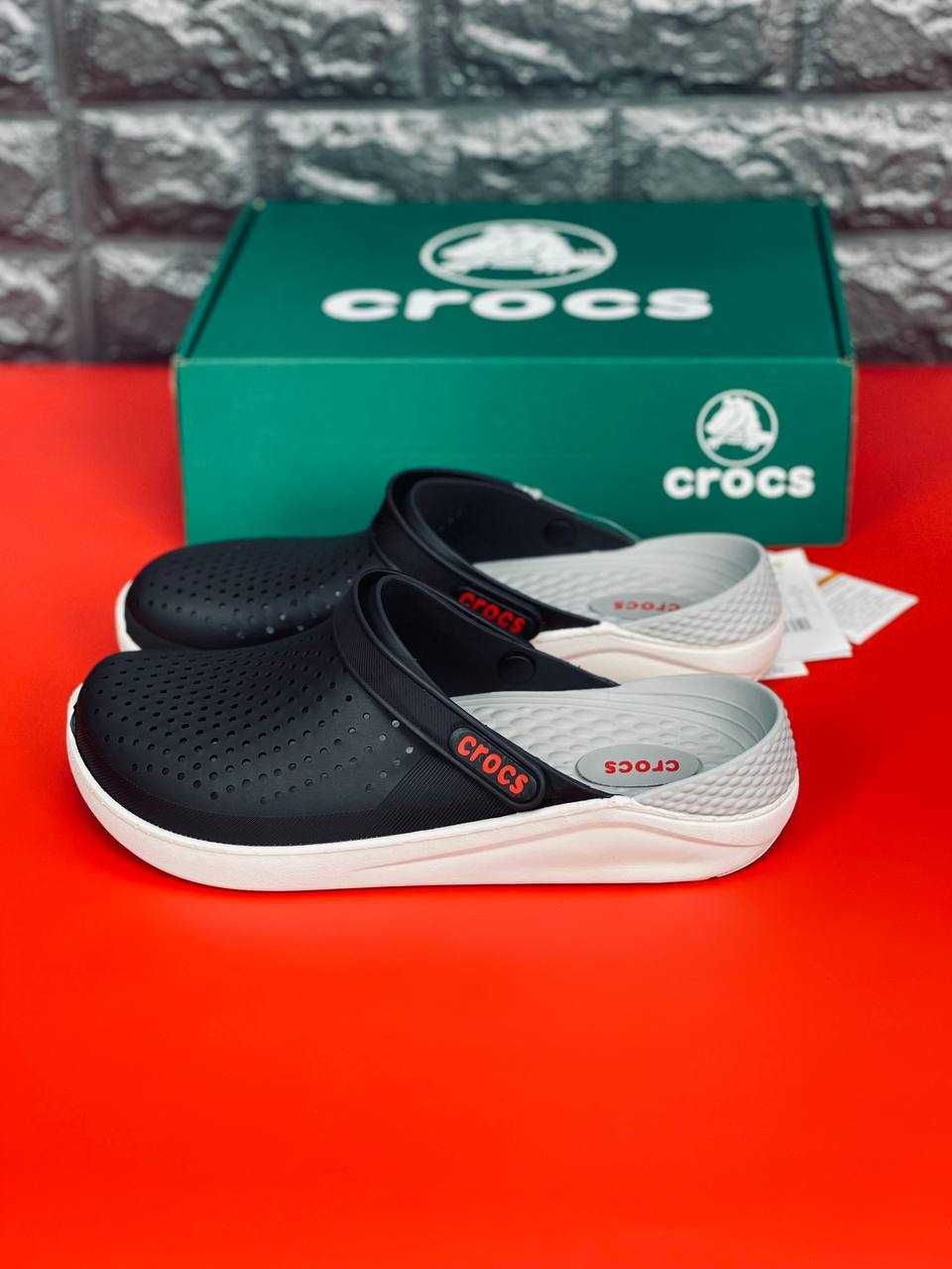 Шльопанці Crocs чоловічі 36-45! Black\White легкие Курортные Крокс
