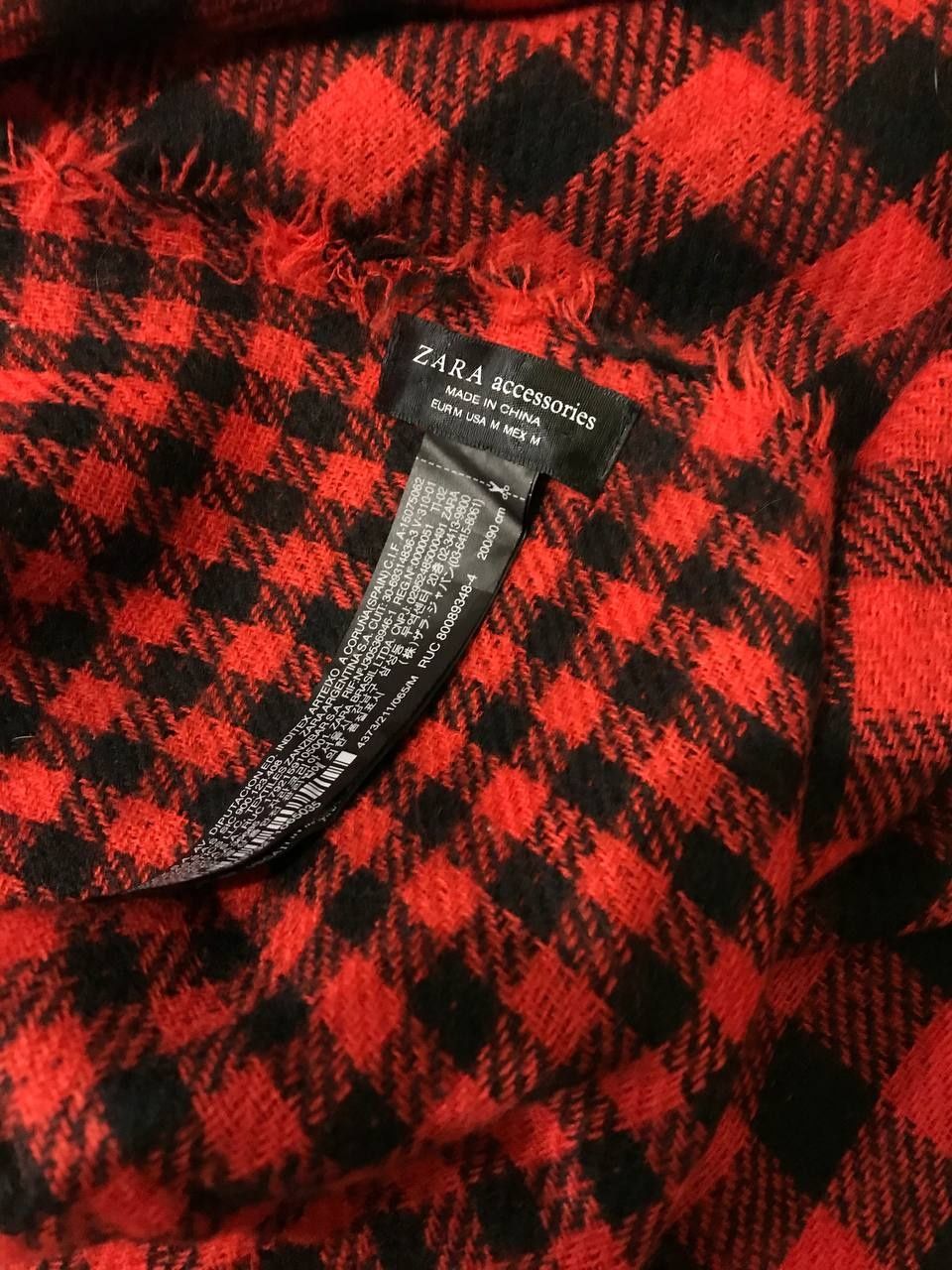 Шарф плед Zara красный в клетку